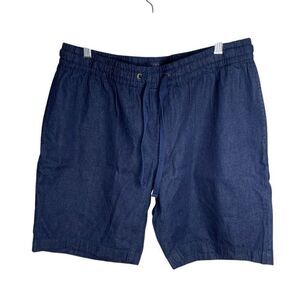 J Crew men’s size L Large blue stadium soft denim pull on elastic waist shorts